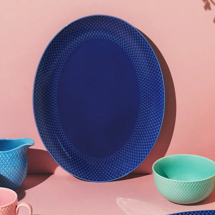 Lyngby Porcelæn Rhombe Color Oval Serving Dish