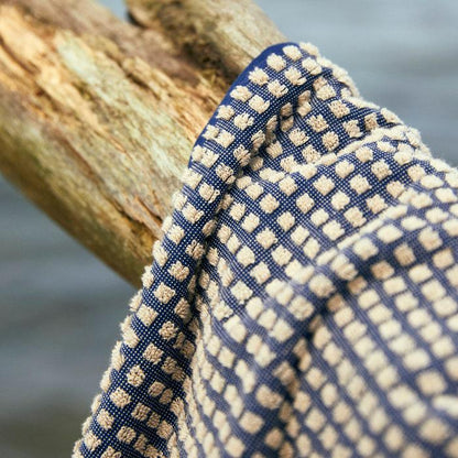 Check Towels, Dark Blue/Sand