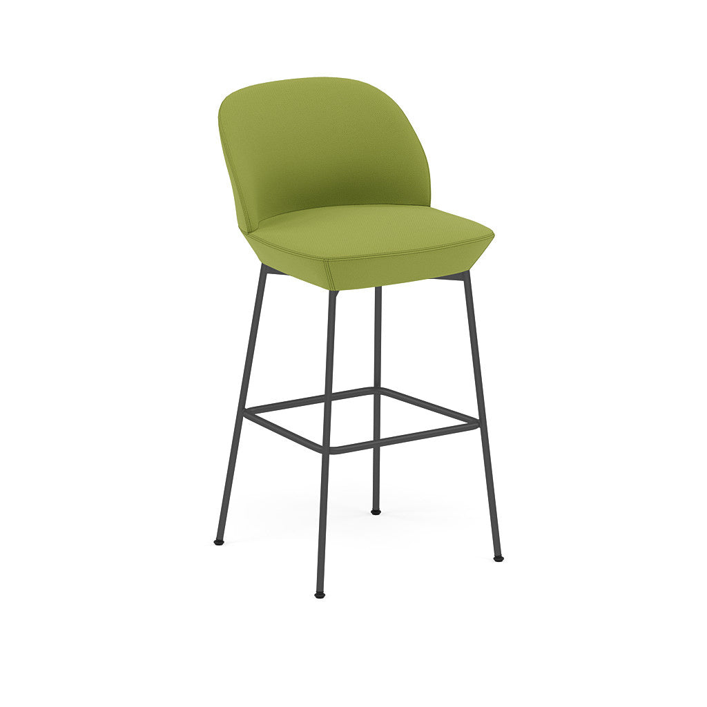Oslo Bar Stool Upholstered Black Base - H: 75cm / 29.5in