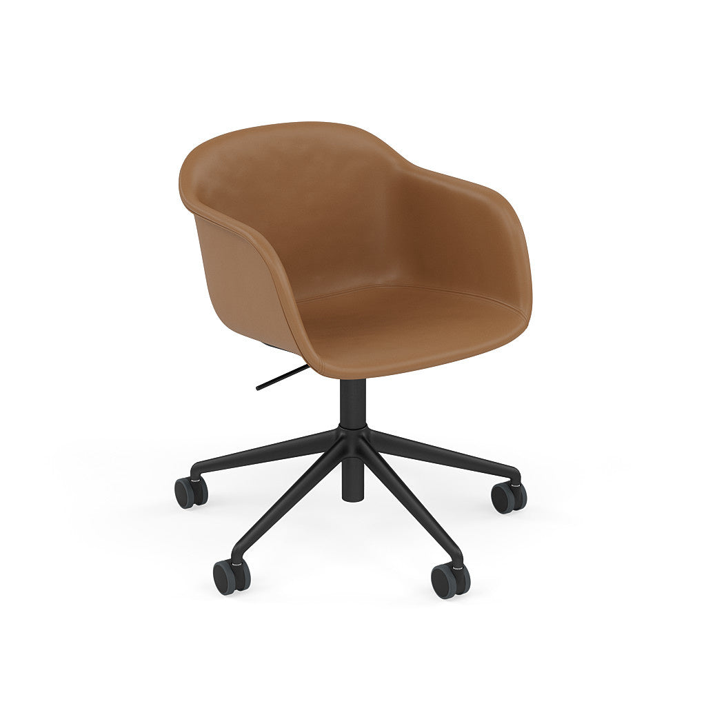 Fiber Armchair, Black Swivel Base with Castors & Gas Lift, Upholstered