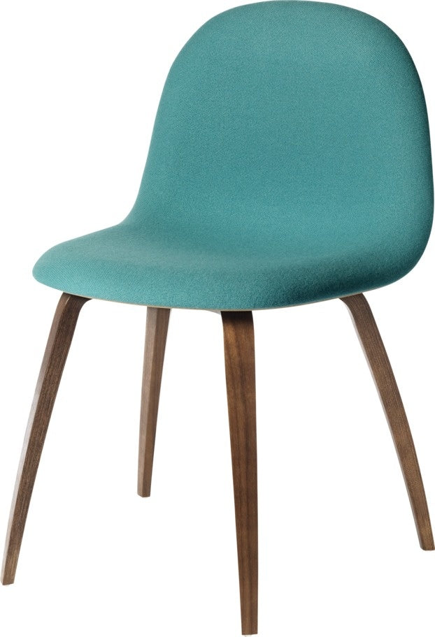 3D Dining Chair - Front Upholstered, Wood base, American Walnut Semi Matte