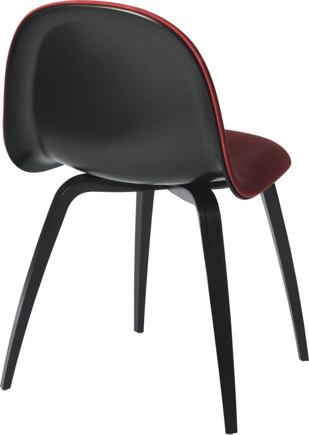 3D Dining Chair - Front Upholstered, Wood base, Black Stained Birch Semi Matte