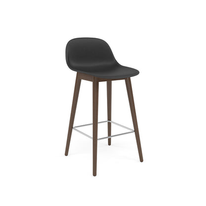 Fiber Counter Stool with Backrest / Wood Base H: 65cm / 25.6in
