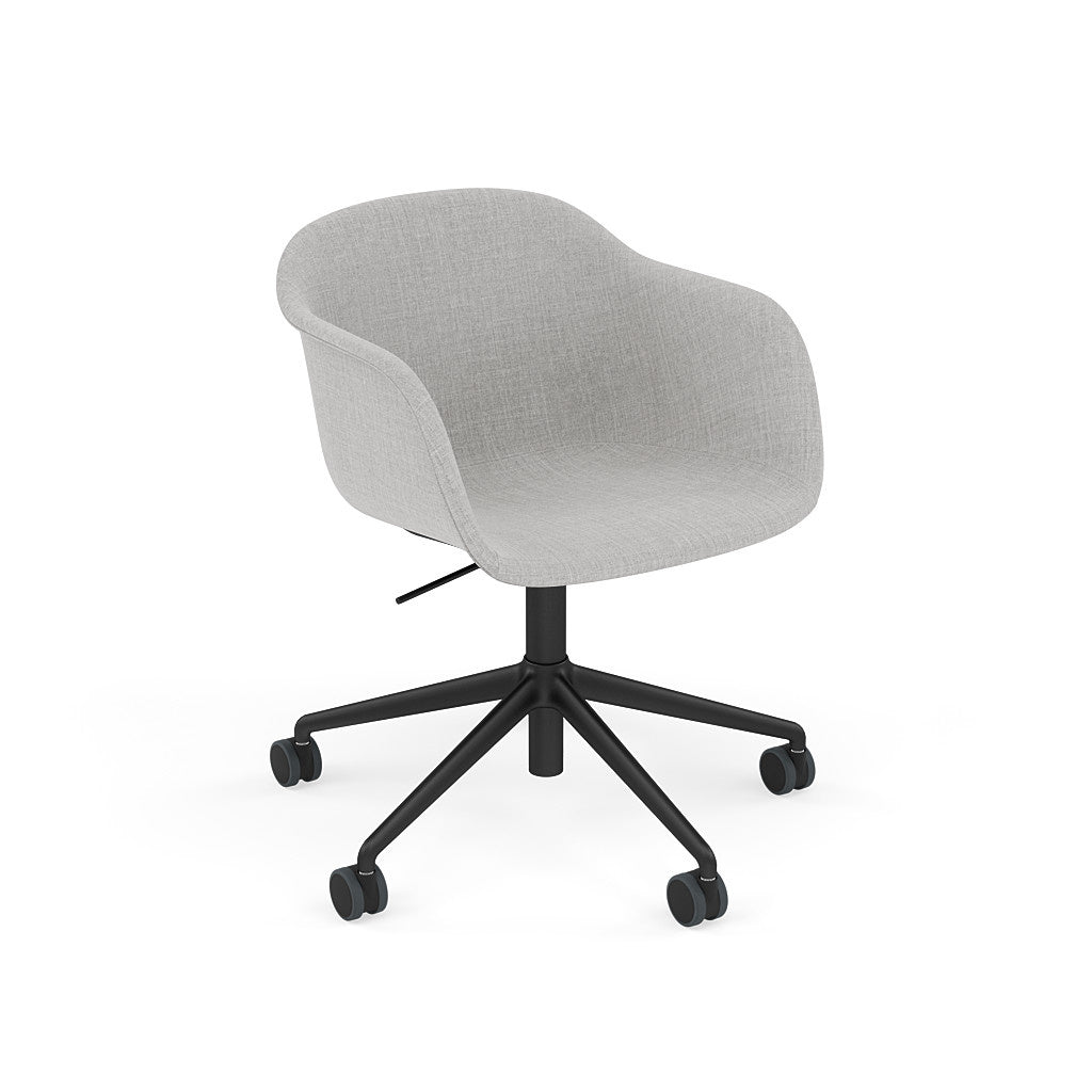 Fiber Armchair, Black Swivel Base with Castors & Gas Lift, Upholstered