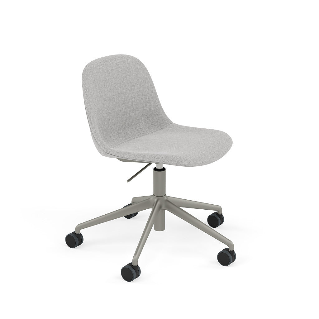 Fiber Armchair / Grey Swivel Base with Castors & Gas Lift, Upholstered