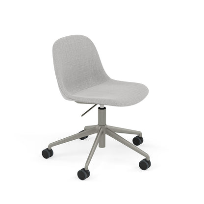 Fiber Armchair / Grey Swivel Base with Castors & Gas Lift, Upholstered