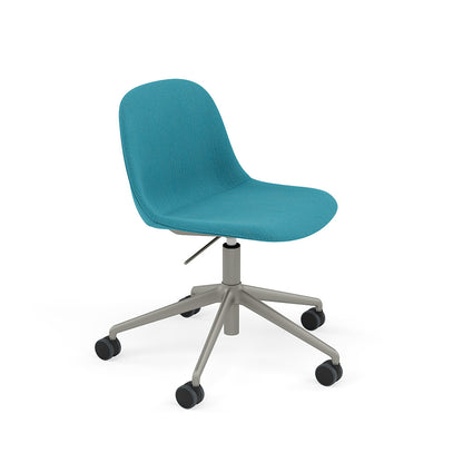 Fiber Armchair / Grey Swivel Base with Castors & Gas Lift, Upholstered