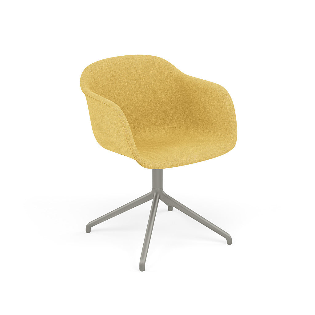 Fiber Armchair / Grey Swivel Base without Return, Upholstered
