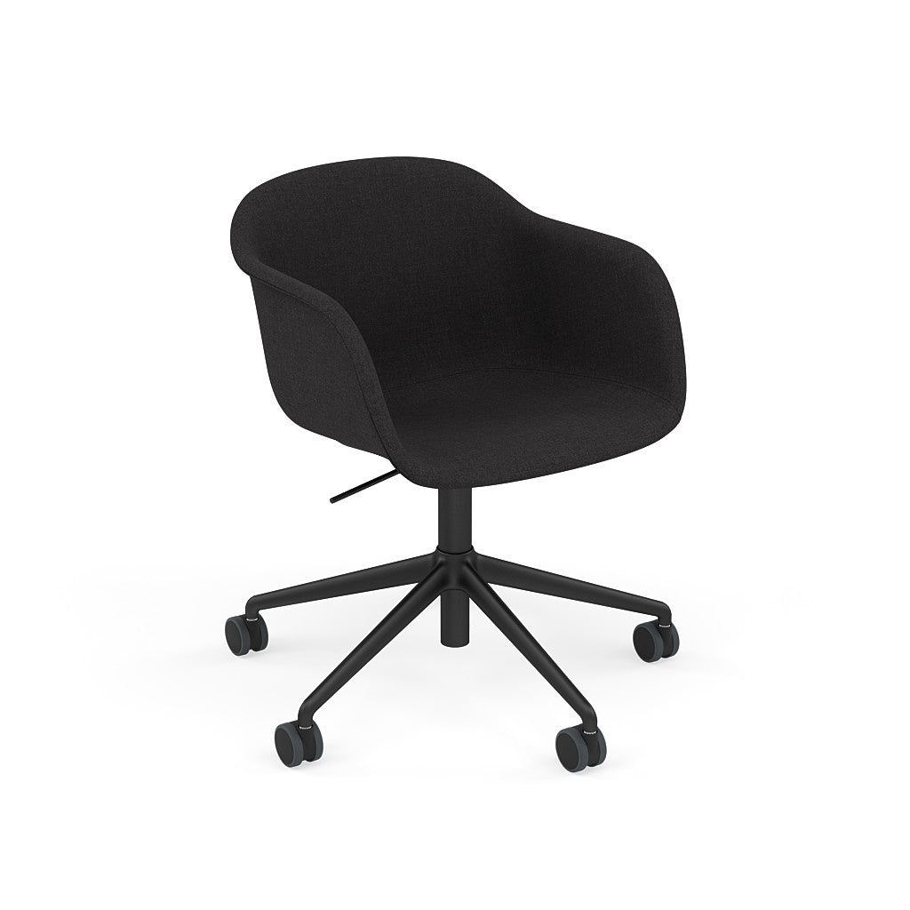 Fiber Armchair, Black Swivel Base with Castors & Gas Lift, Upholstered