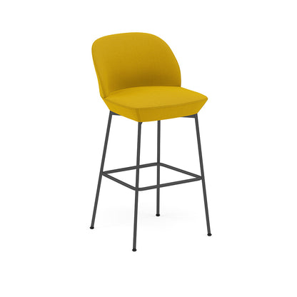 Oslo Bar Stool Upholstered Black Base - H: 75cm / 29.5in