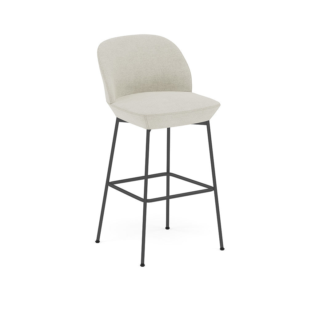 Oslo Bar Stool Upholstered Black Base - H: 75cm / 29.5in