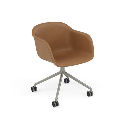Fiber Armchair / Grey Swivel Base with Castors, Upholstered
