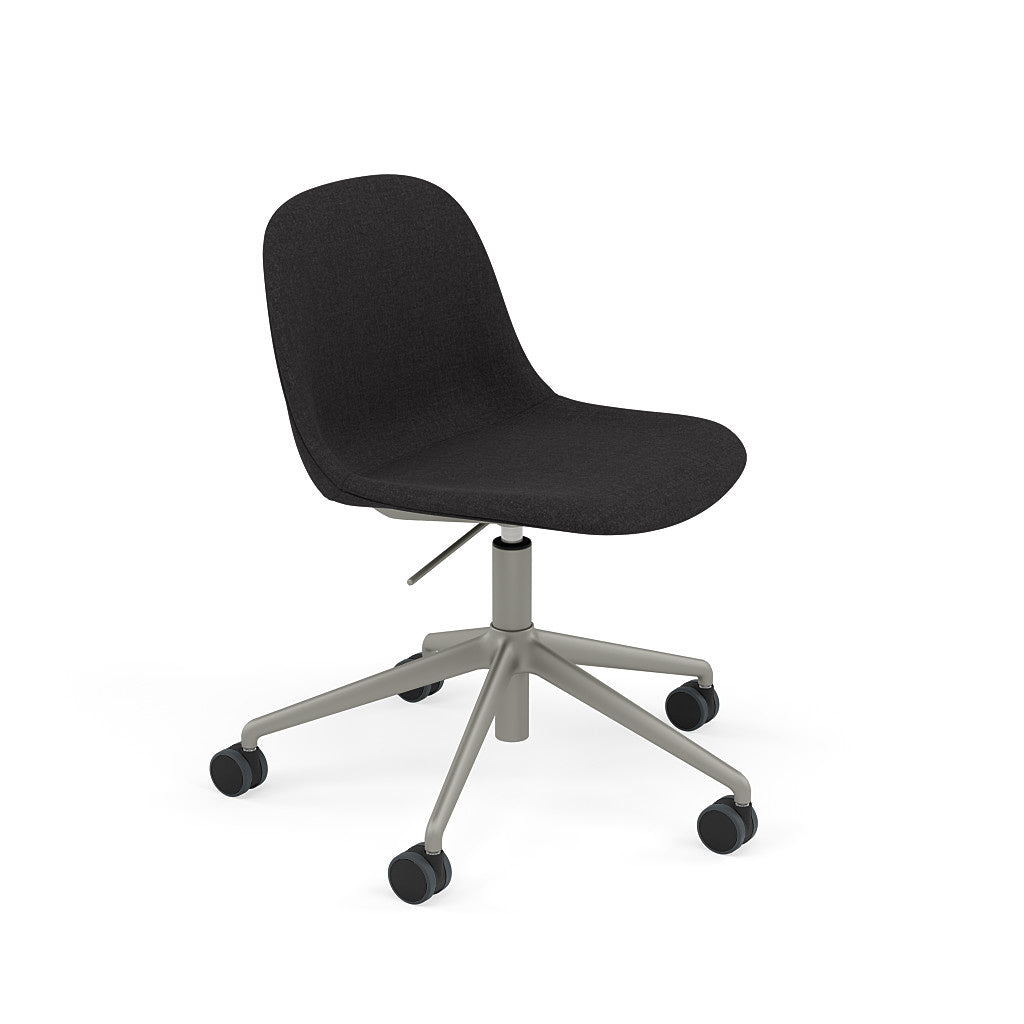 Fiber Armchair / Grey Swivel Base with Castors & Gas Lift, Upholstered