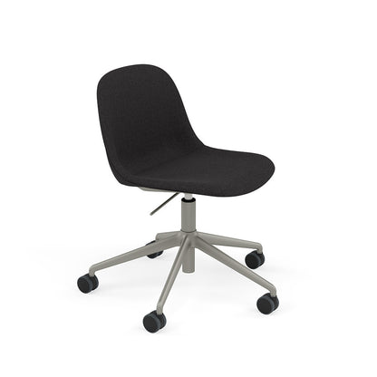 Fiber Armchair / Grey Swivel Base with Castors & Gas Lift, Upholstered