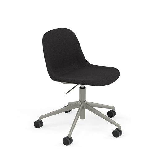 Fiber Armchair / Grey Swivel Base with Castors & Gas Lift, Upholstered