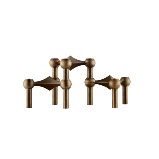STOFF Nagel Candle Holder, Bronzed Brass, Set of 3