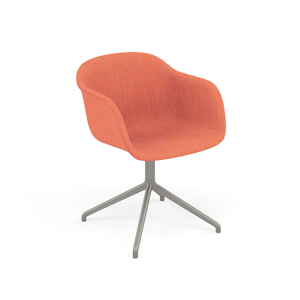 Fiber Armchair / Grey Swivel Base without Return, Upholstered