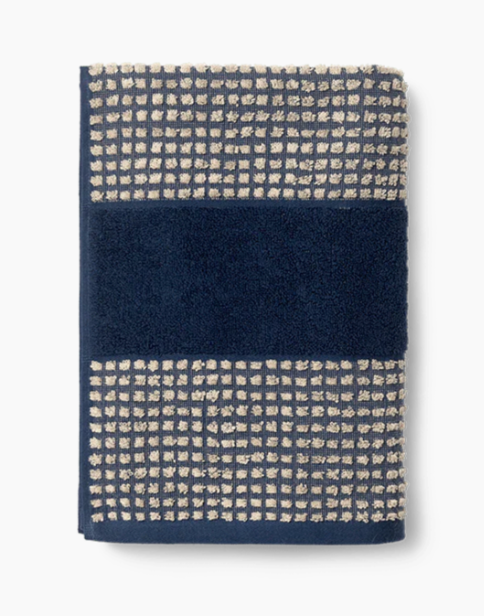 Check Bath Sheet, Dark Blue