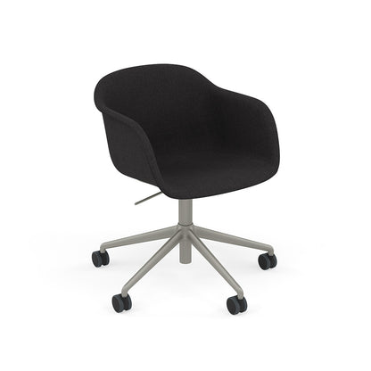 Fiber Armchair / Swivel Base Grey with Castors & Gas Lift, Upholstered