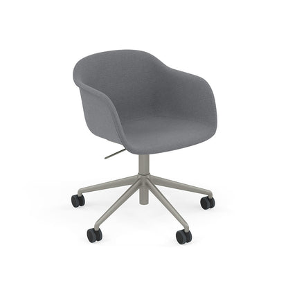 Fiber Armchair / Swivel Base Grey with Castors & Gas Lift, Upholstered