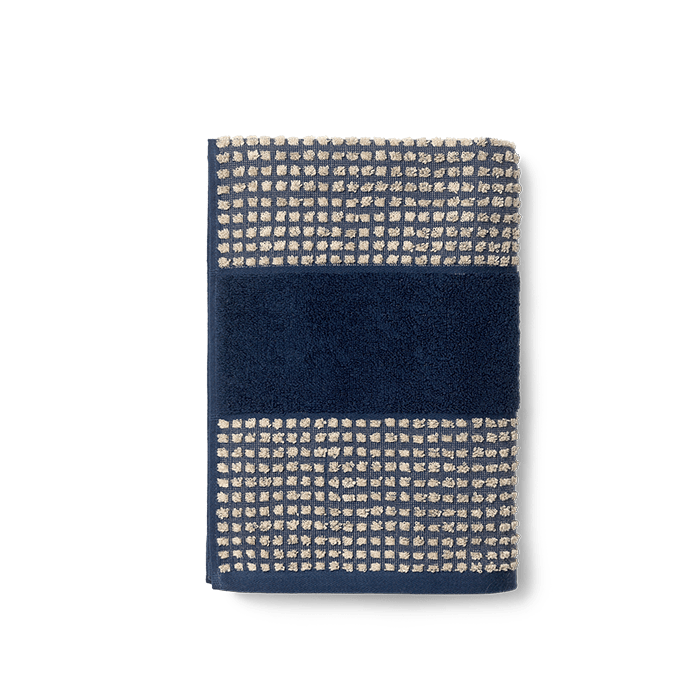 Check Towels, Dark Blue/Sand