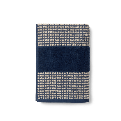 Check Towels, Dark Blue/Sand