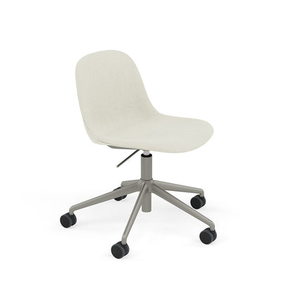Fiber Armchair / Grey Swivel Base with Castors & Gas Lift, Upholstered