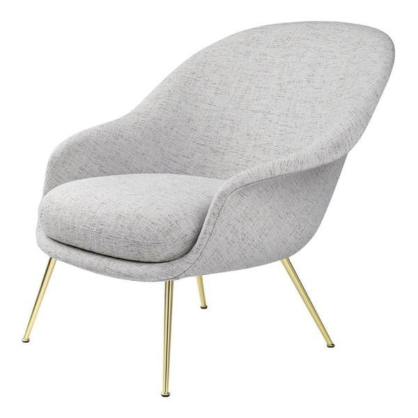 Bat Lounge Chair - Fully Upholstered, Low back, Conic base, Brass