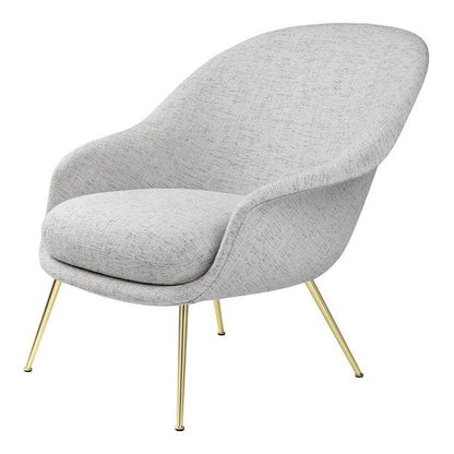 Bat Lounge Chair - Fully Upholstered, Low back, Conic base, Brass