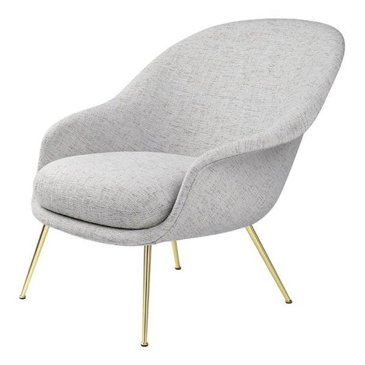 Bat Lounge Chair - Fully Upholstered, Low back, Conic base, Brass