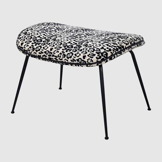 Beetle Ottoman - Fully Upholstered, Conic Base, Black Chrome Base