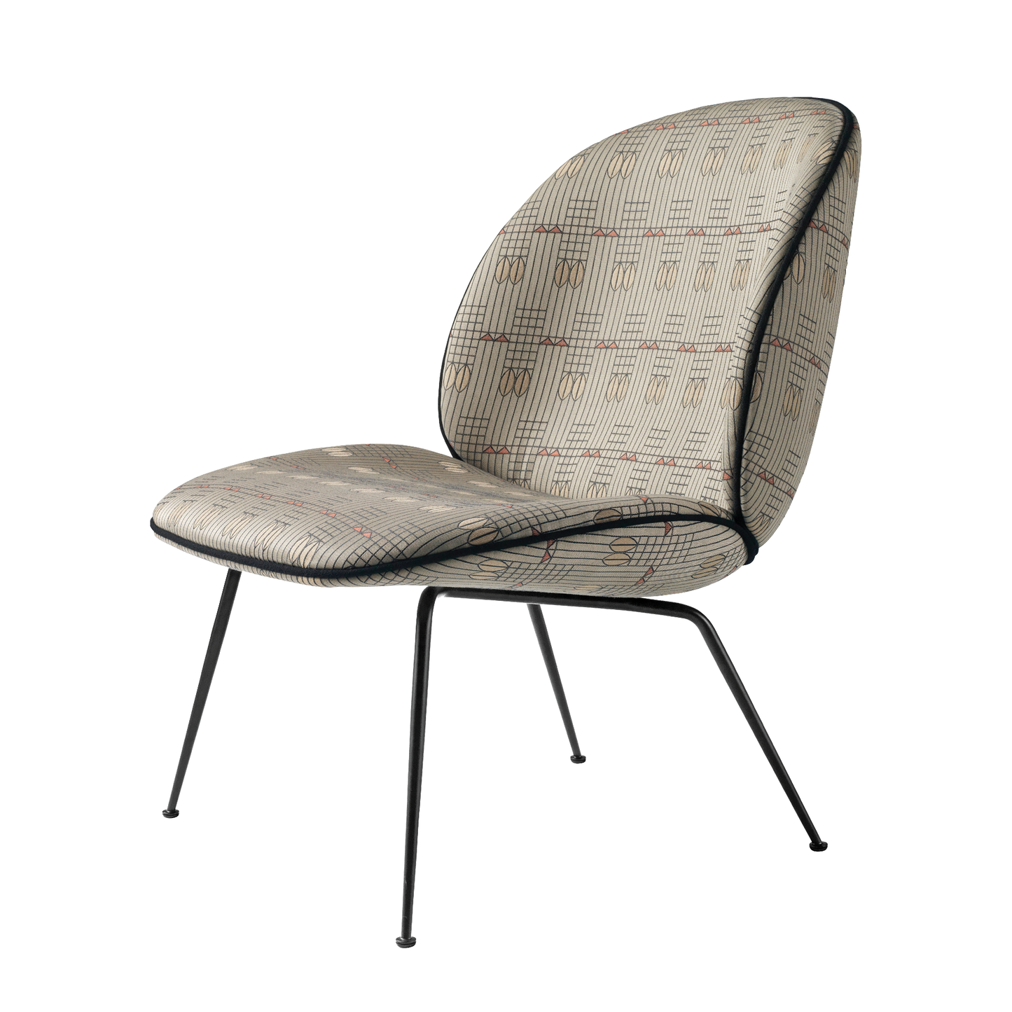 Beetle Lounge Chair - Fully Upholstered, Conic base, Black Matte