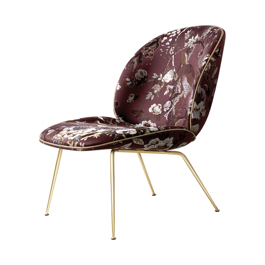 Beetle Lounge Chair - Fully Upholstered, Conic Base, Brass Semi Matte