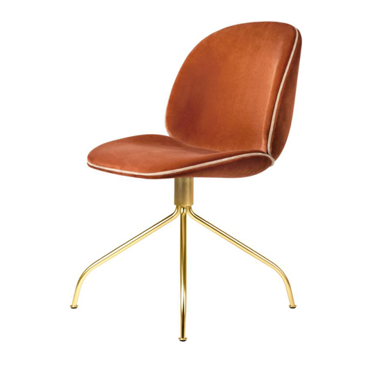 Beetle Meeting Chair - Fully Upholstered, Swivel Base, Brass Semi Matte Base