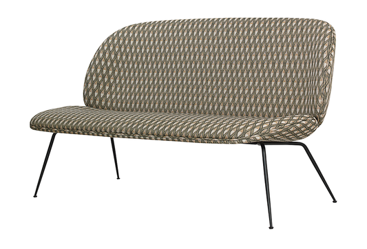 Beetle Sofa - Fully Upholstered, 2-Seater, Conic Base, Black Matte