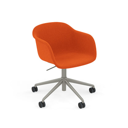 Fiber Armchair / Swivel Base Grey with Castors & Gas Lift, Upholstered