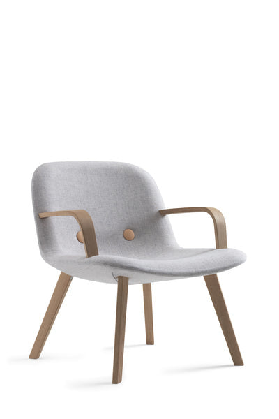 Eyes Lounge Armchair Wood, Fully Upholstered, With Buttons
