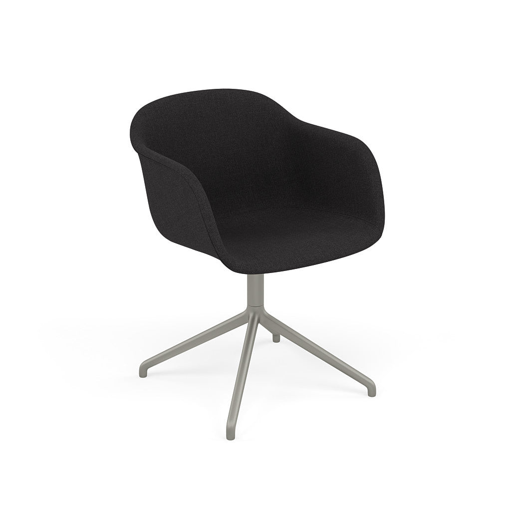 Fiber Armchair / Grey Swivel Base without Return, Upholstered