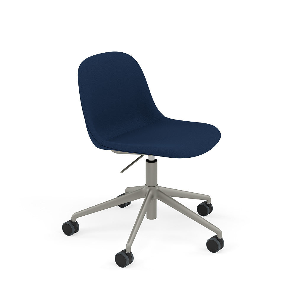 Fiber Armchair / Grey Swivel Base with Castors & Gas Lift, Upholstered