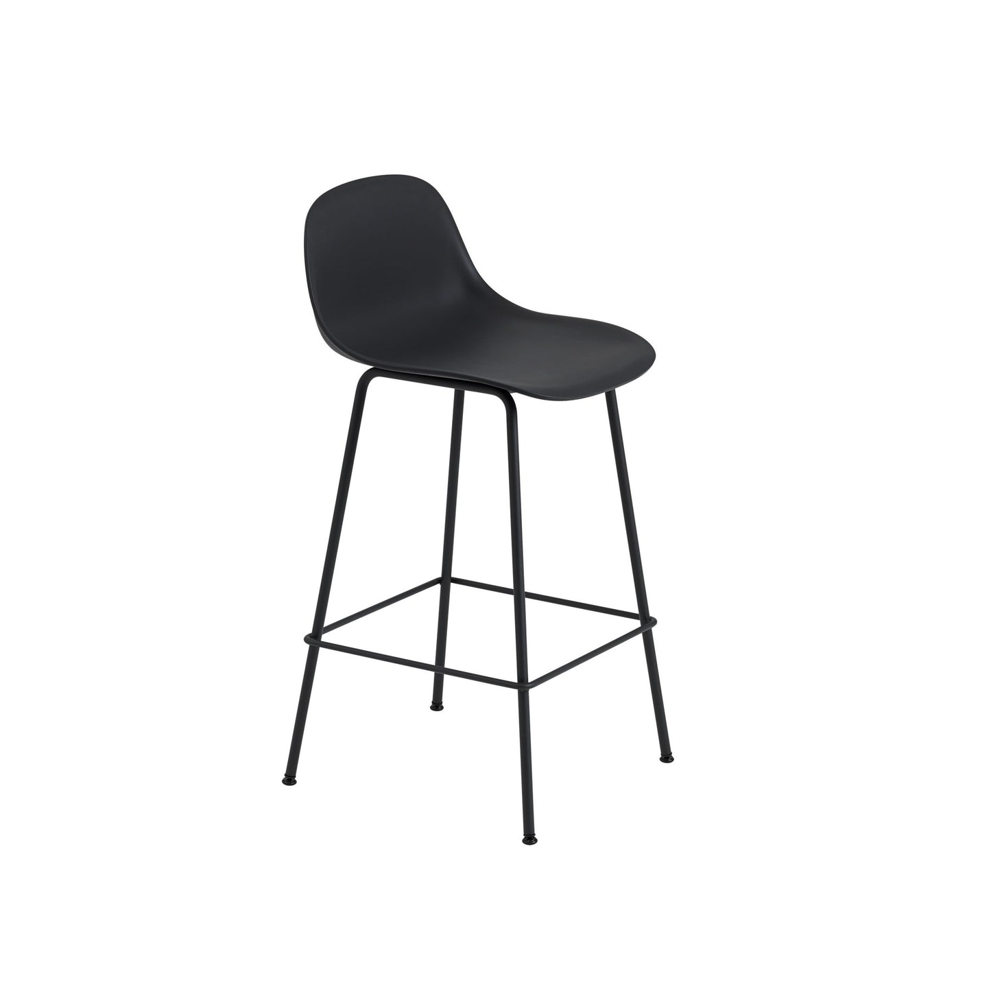 FIBER COUNTER STOOL W. BACKREST / TUBE BASE H: 65 CM / 25.6"