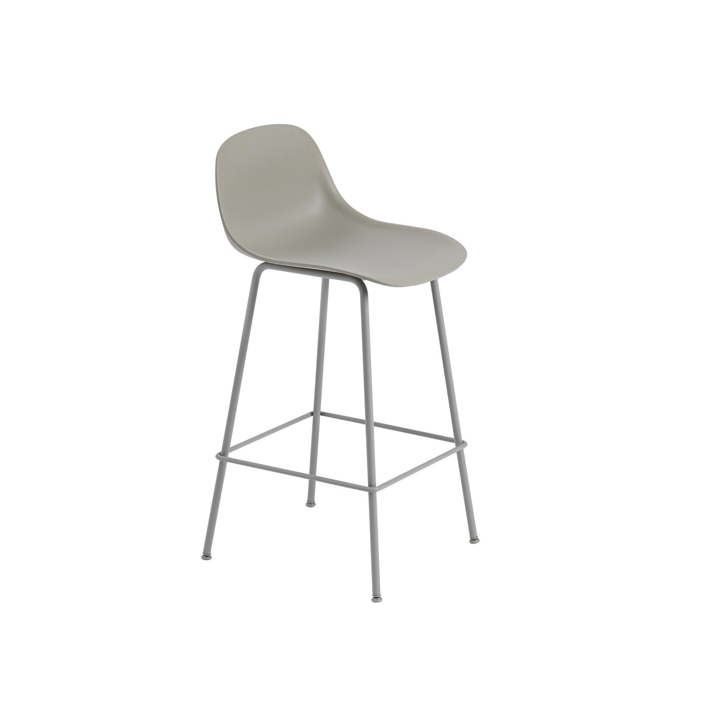 FIBER COUNTER STOOL W. BACKREST / TUBE BASE H: 65 CM / 25.6"