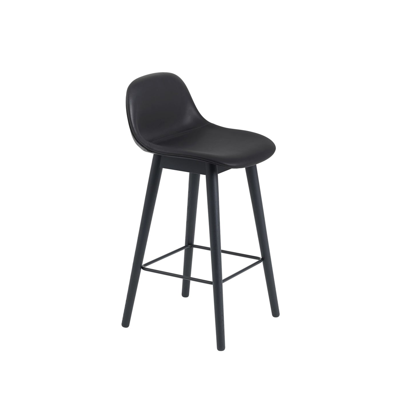 Fiber Counter Stool with Backrest / Wood Base H: 65cm / 25.6in
