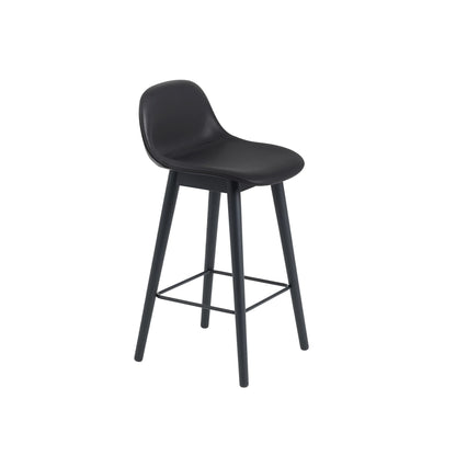 Fiber Counter Stool with Backrest / Wood Base H: 65cm / 25.6in