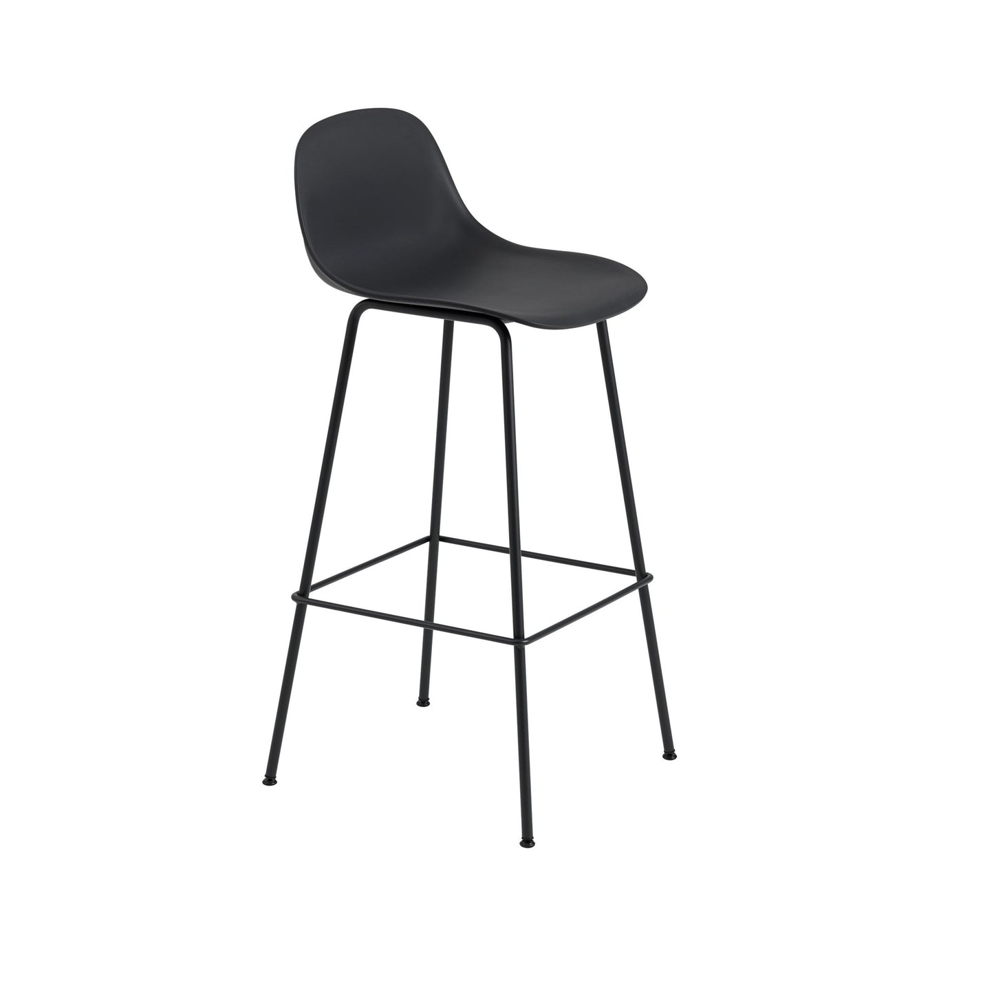 Fiber Bar Stool with Backrest, Tube Base: 75cm / 29.5in