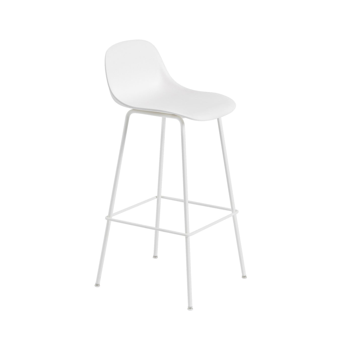 Fiber Bar Stool with Backrest, Tube Base: 75cm / 29.5in