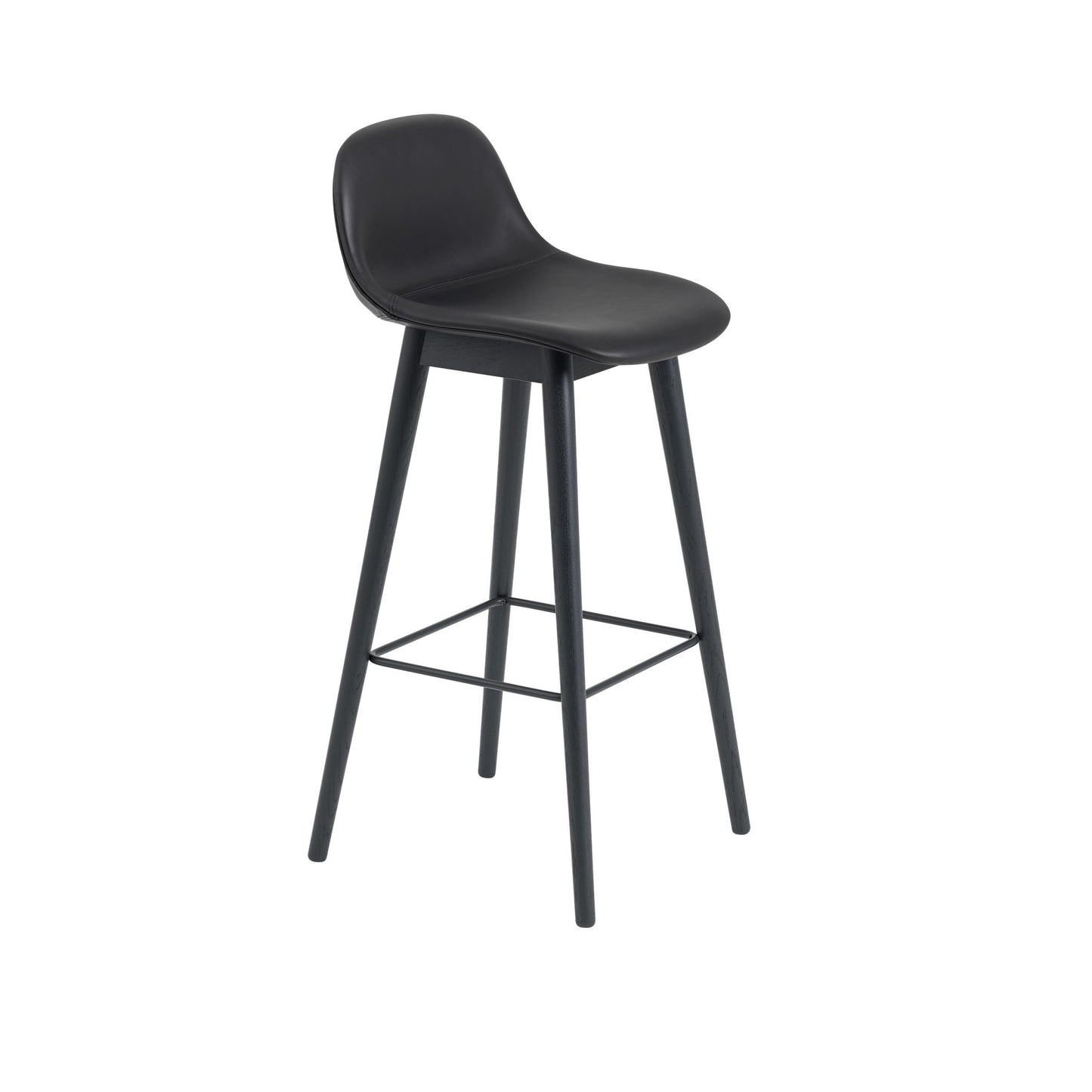 Fiber Bar Stool with Backrest / Wood Base H: 75cm / 29.5in