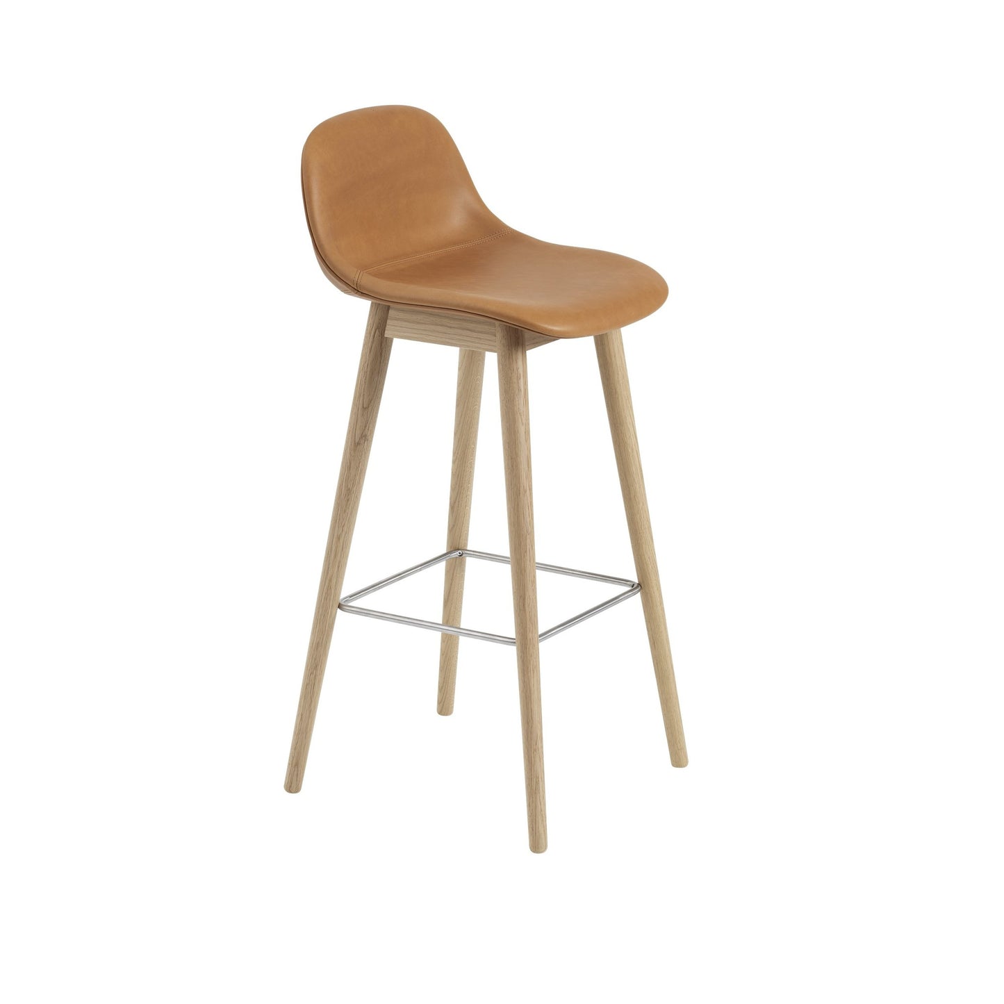 Fiber Bar Stool with Backrest / Wood Base H: 75cm / 29.5in