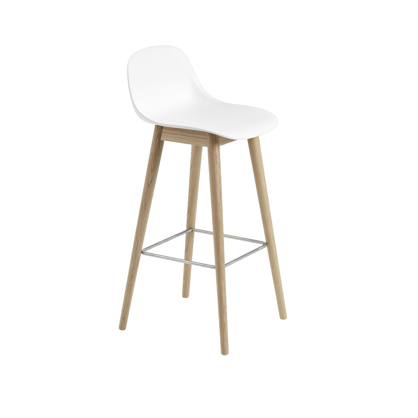Fiber Bar Stool with Backrest / Wood Base H: 75cm / 29.5in
