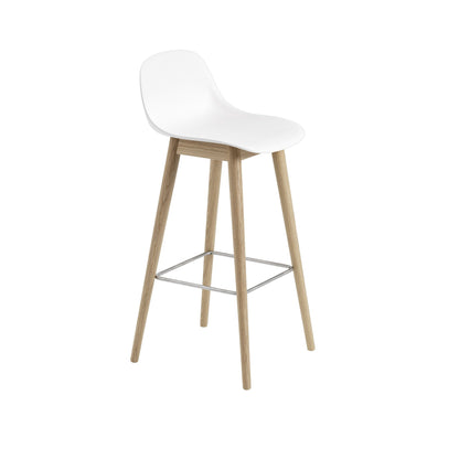 Fiber Bar Stool with Backrest / Wood Base H: 75cm / 29.5in