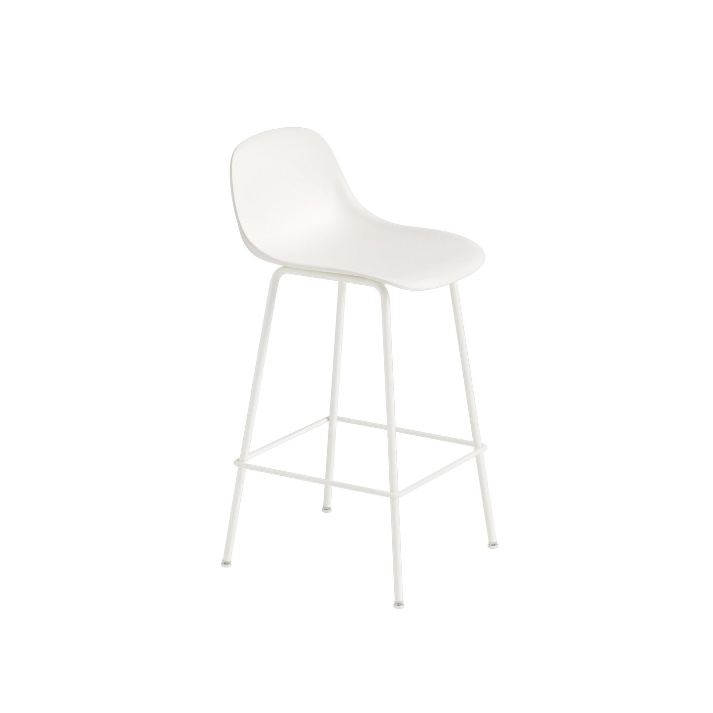 FIBER COUNTER STOOL W. BACKREST / TUBE BASE H: 65 CM / 25.6"